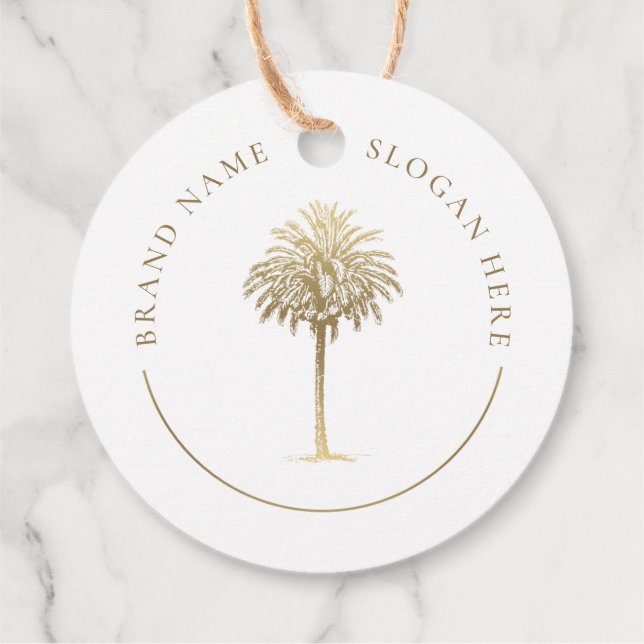 Gold Palm Tree Logo Favour Tags (Back)