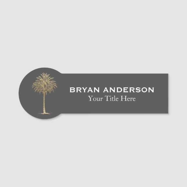 Gold Palm Tree Name Tag (Front)