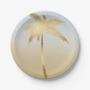 Gold Palm Tree Ombre Paper Plate