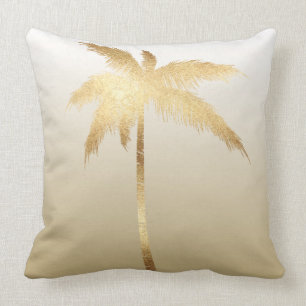 Gold Palm Tree Ombre Throw Pillow