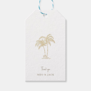 Gold Palm Tree Personalized Names White Gift Tags