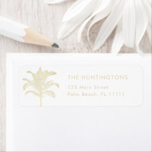 Gold Palm Tree Tropical Return Address Label