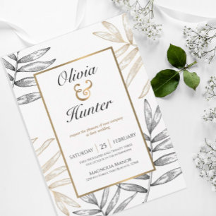 Gold Palm Tropical Destination Wedding Invitation
