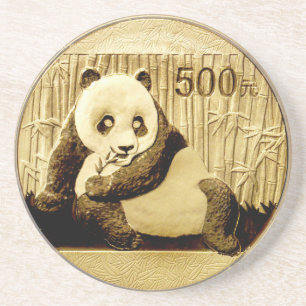 Gold Panda coin Coaster