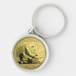 Gold Panda coin Keychain