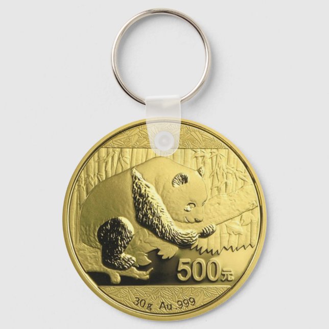Gold Panda coin Keychain (Front)