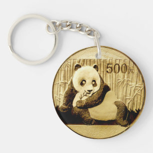 Gold Panda coin Keychain