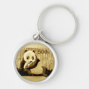 Gold Panda coin Keychain