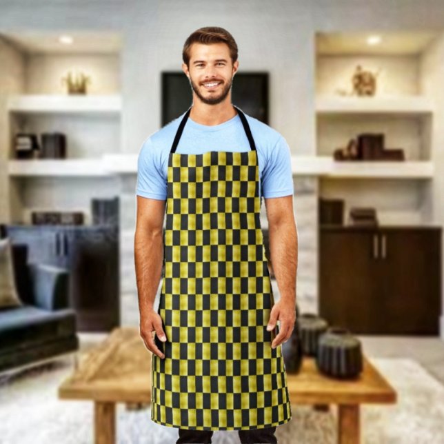 Gold-Paneled-Black-IV Apron (This eye-catching apron, is a great look for the family chef!)