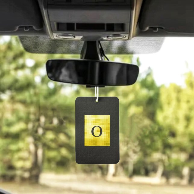 Gold Panelled Black-II Air Freshener (Choose your personal monogram, initials to enhance this Gold-Paneled Black-II Air Freshener!)