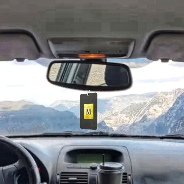 Gold Panelled Black-II Air Freshener (This Gold-Paneled Black-II Air Freshener, ìs two-sided with two, different monogram initials!)