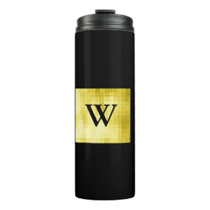 Gold Panelled Black-II Thermal Tumbler