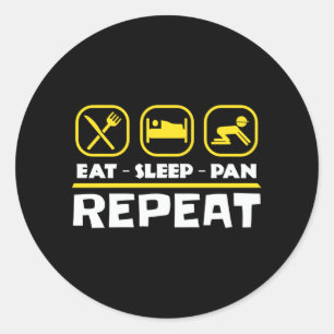 Gold panning prospecting East Sleep Pan Repeat Classic Round Sticker