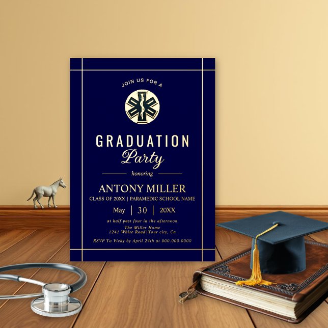 Gold paramedic EMT Class Of 2025 blue graduation (Creator Uploaded)
