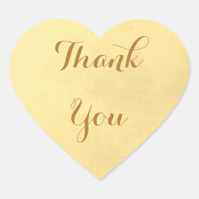 Gold Parchment Thank You Heart Sticker (Front)
