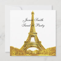 Gold Paris France Skyline #2 Sweet 16 SQ