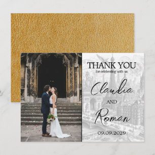 Gold Paris Passport Thank You Card