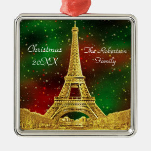 Gold Paris Skyline #2 Christmas Starry Metal Ornament