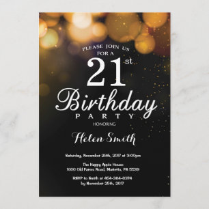 Gold Parties scintillant 21st Birthday Invitation 