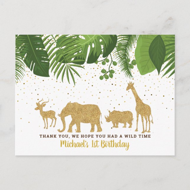 Gold Parties scintillant Safari Adventure Carte de (Devant)