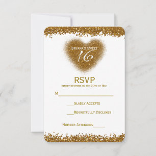 Gold Parties scintillant Spill Sweet 16 Heart RSVP