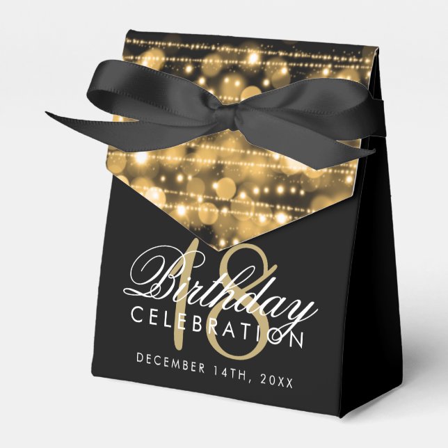 Gold Party Sparkles 18th Birthday Favour Favor Box (Front Side)