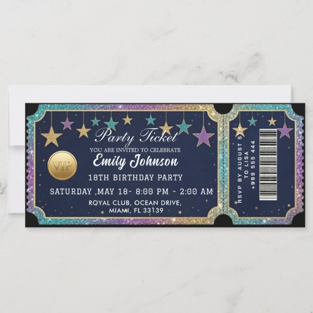 Gold Party Ticket Invitation (Front)