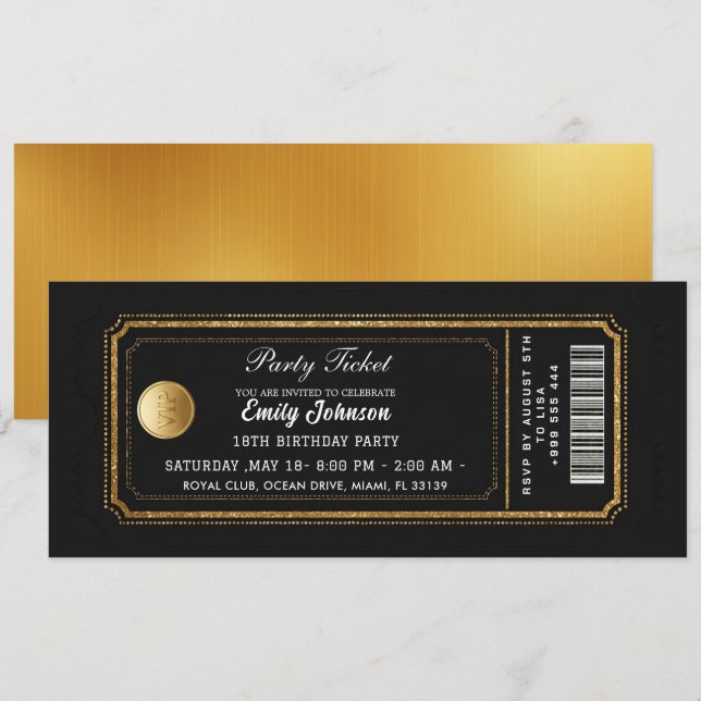 Gold Party Ticket Invitation 2026 (Front/Back)