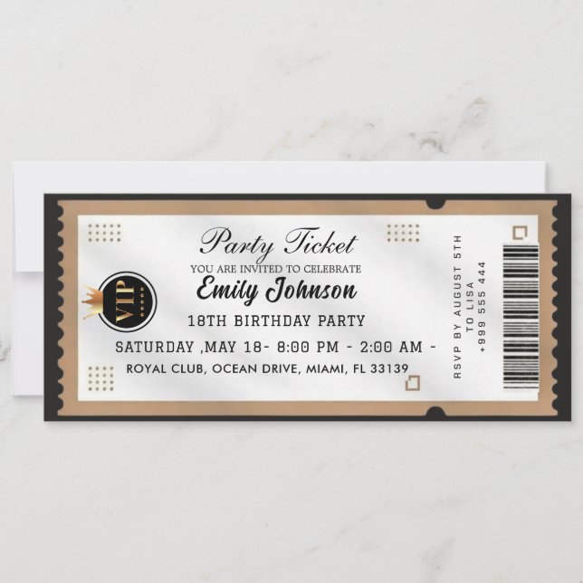 Gold  Party Ticket Invitation 2026 (Front)