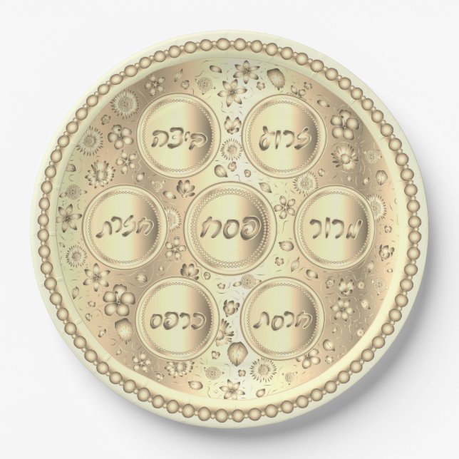 Gold Passover Seder Plate - Paper plates (Front)