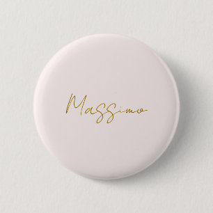 Gold & Pastel Color Calligraphy Elegant Plain Name 2 Inch Round Button