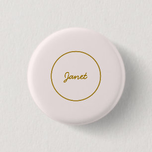 Gold & Pastel Colour Calligraphy Elegant Plain Nam 1 Inch Round Button