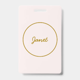Gold & Pastel Colour Calligraphy Elegant Plain Nam Badge