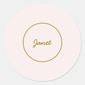 Gold & Pastel Colour Calligraphy Elegant Plain Nam Classic Round Sticker