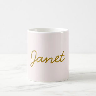Gold & Pastel Colour Calligraphy Elegant Plain Nam Coffee Mug
