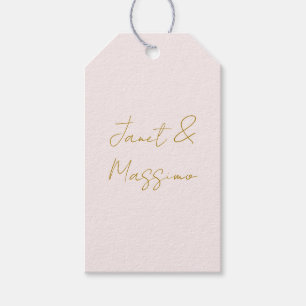 Gold & Pastel Colour Calligraphy Elegant Plain Nam Gift Tags