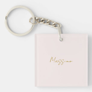 Gold & Pastel Colour Calligraphy Elegant Plain Nam Keychain