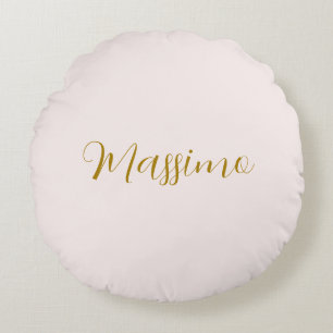Gold & Pastel Colour Calligraphy Elegant Plain Nam Round Pillow