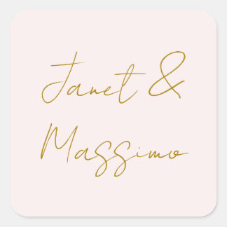 Gold & Pastel Colour Calligraphy Elegant Plain Nam Square Sticker