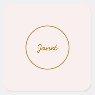 Gold & Pastel Colour Calligraphy Elegant Plain Nam Square Sticker