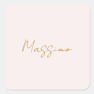Gold & Pastel Colour Calligraphy Elegant Plain Nam Square Sticker