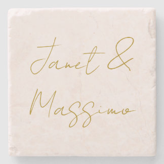 Gold & Pastel Colour Calligraphy Elegant Plain Nam Stone Coaster
