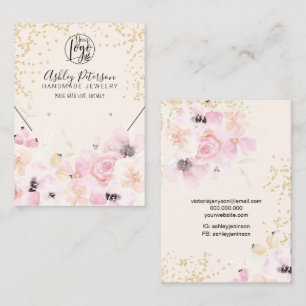 Gold pastel floral logo jewellery earring necklace business card
