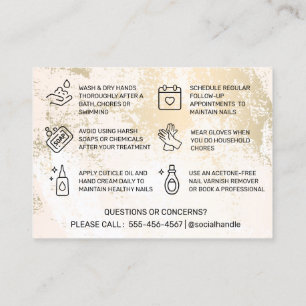 Gold Pastel Nails Aftercare Business Card