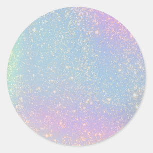 Gold Pastel Rainbow Watercolor Glitter Blank Classic Round Sticker