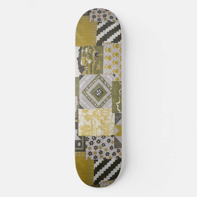 Gold Patchwork Skateboard Deck (Front)