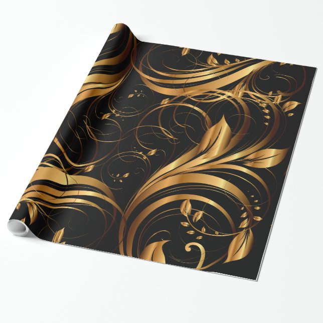 Gold Pattern 1R Wrapping Paper (Unrolled)