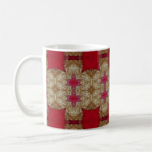 Gold pattern cement wall closeabstract, ancient coffee mug