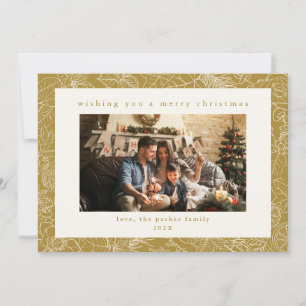 Gold Pattern Custom Photo Christmas Holiday Card