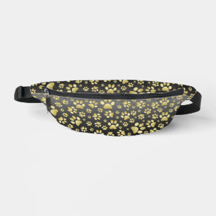Gold pattern paws on gradient background fanny pack
